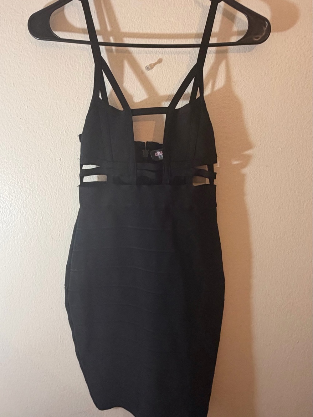 Celeb Boutique Black Strappy Cutout Bodycon Mini Dress